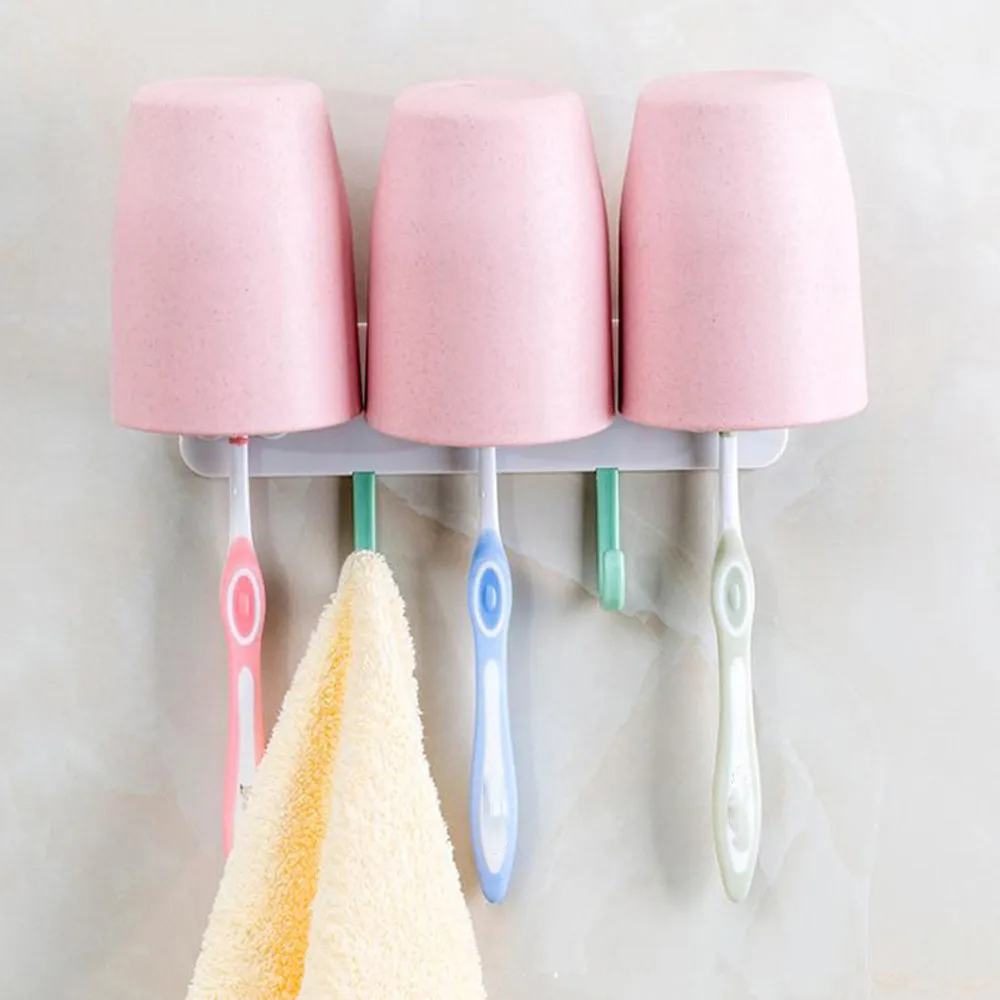 Paste Toothbrush Holder Toothbrush Cup wall mounted rack for Familyin