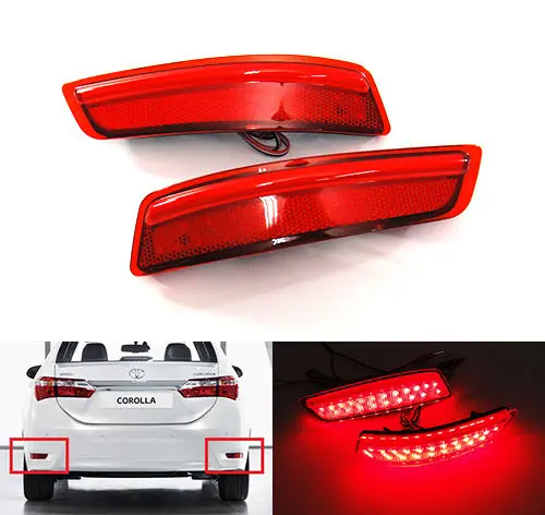 

2X Red Lens LED Bumper Reflector Rear Tail Brake Stop Light 2012-2015 For Lexus ES GS Corolla