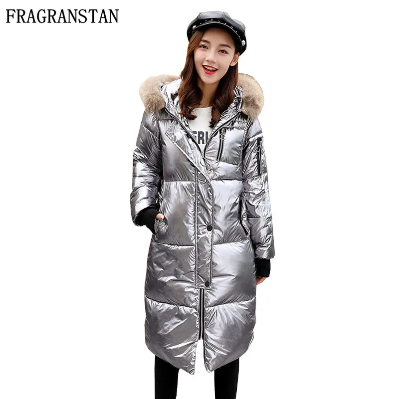 

2018 New Fashion Women Winter Jacket Natural Raccoon Fur Collar Casual Hooded Parkas Coat Female Plus Size Wadded Outerwear H197