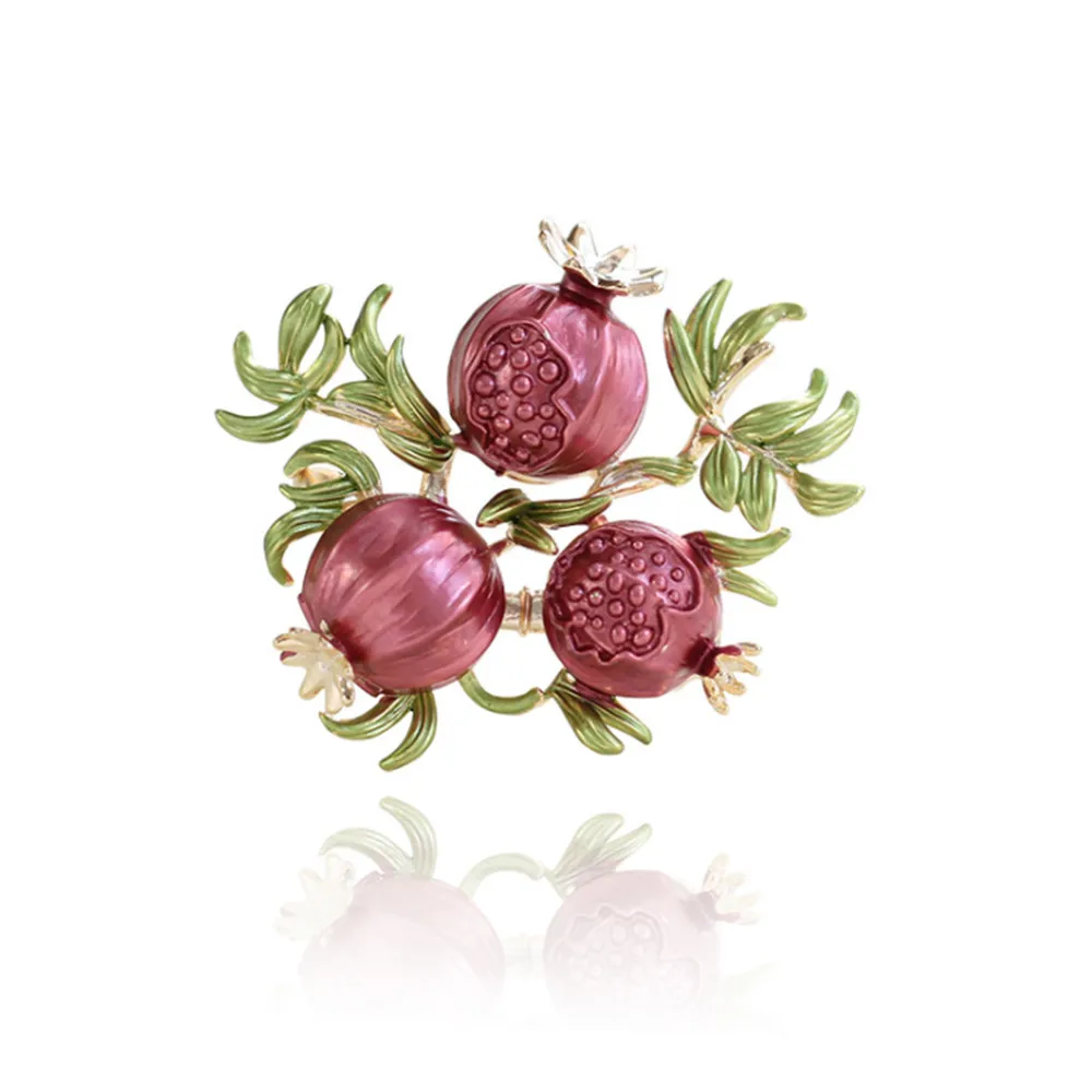 Pomegranate Brooches For Women Cute Fruits Tree Enamel Brooch Pins Fashion Jewelry Women's Clothing Badges Scarf Accessory