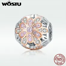 WOSTU, настоящее 925 пробы, серебряные бусины с цветущими бутонами, подходят к оригинальному браслету DIY, ожерелье, S925 серебряные ювелирные изделия, подарок DXC922
