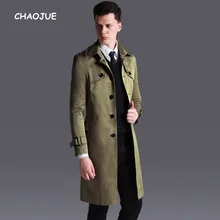 CHAOJUE, Новое поступление, длинный Тренч для мужчин, однобортный, приталенный, хаки, бушлат, английское мужское пальто размера плюс 6XL