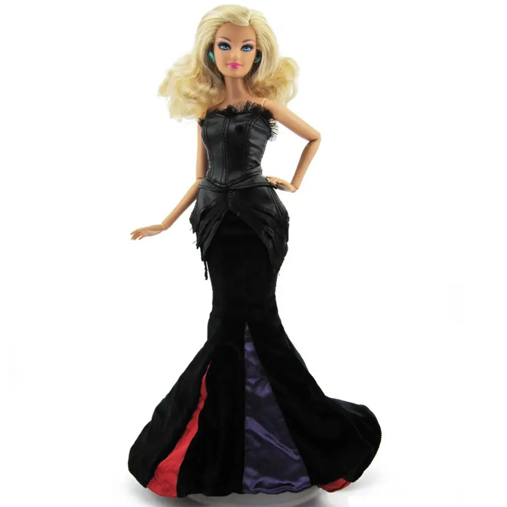 Высокое качество рыбий хвост платье вечернее платье черная длинная юбка принцессы Одежда для куклы Барби DIY Аксессуары Детские DIY игрушки