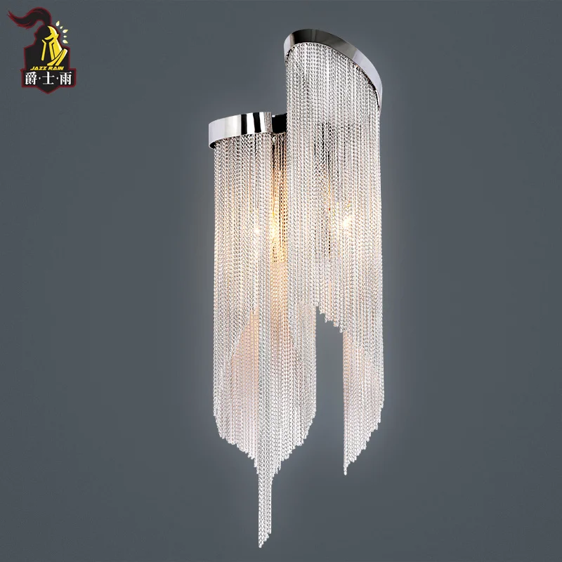 

postmodern north europ aluminum chain tassel wall lamp personality living room Villa Club chain lamp