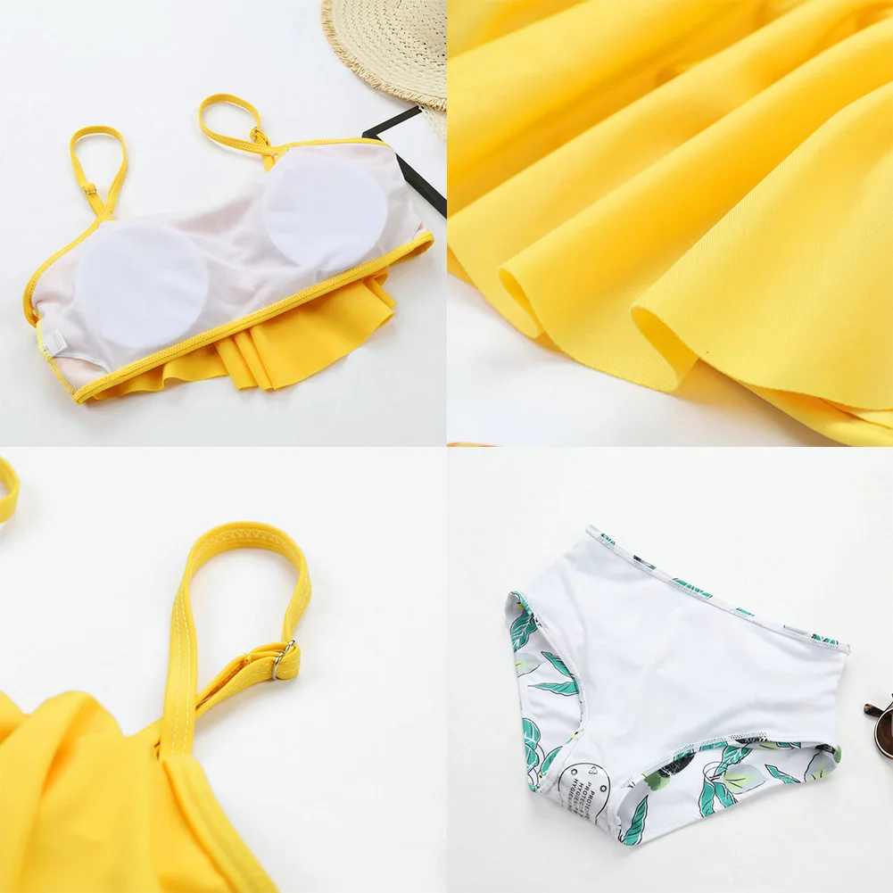 

Hot Ladies Swimsuits Solid Short Sling Bikini Printed Briefs Swimwear for Summer MCK99