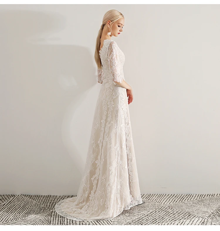 Элегантные Перчатки для велосипедиста кружева Vestidos De Novia спинки А-силуэта Макси Свадебные платья халат с коротким рукавом де брак, невеста платье