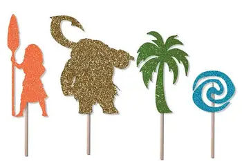 

glitter Moana party birthday cupcake toppers baptism wedding engagement decoration doughnut food treats picks