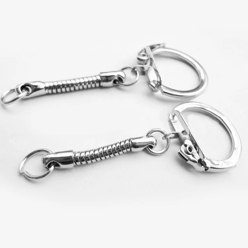 

50PCS/Lot DIY Silver Snake Chains Keyrings Trinket Men Special Key Chain Buckle For Jewelry Making Accessories Wholesale