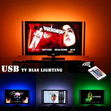 RGB Светодиодная лента Водонепроницаемая 5050 DC 5 В USB светодиодный светильник гибкие полосы смещения светильник ing 5050 1 м 2 м 3 м 4 м 5 м дополнительный пульт дистанционного управления для подсветки телевизора