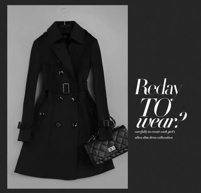 2017 nowy moda podwójny breasted Mid-Long Trench płaszcz kobiety khaki Slim Belt Cloak mujer WINDBREAKER kobieta Abrigos Brazylia LH810 -