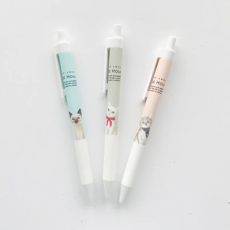 

2PCS/LOT 0.38mm Black Ink Kawaii Little Cat Press Gel Pen Writing Pen School Office Supply Stationery