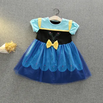 

F5180 Fairy Flower Prints Princess Party Girls Dress A-line Sundress Summer Kids Dresses For Girls Wholesale Baby Girl Clothes