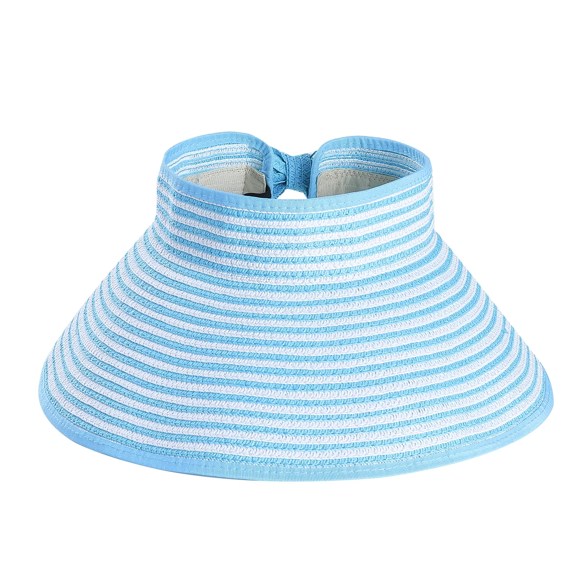 Дети Лето, защита от солнца пляж складные широкие полями полоса соломенная шляпа Кепка Sunhat - Цвет: Синий