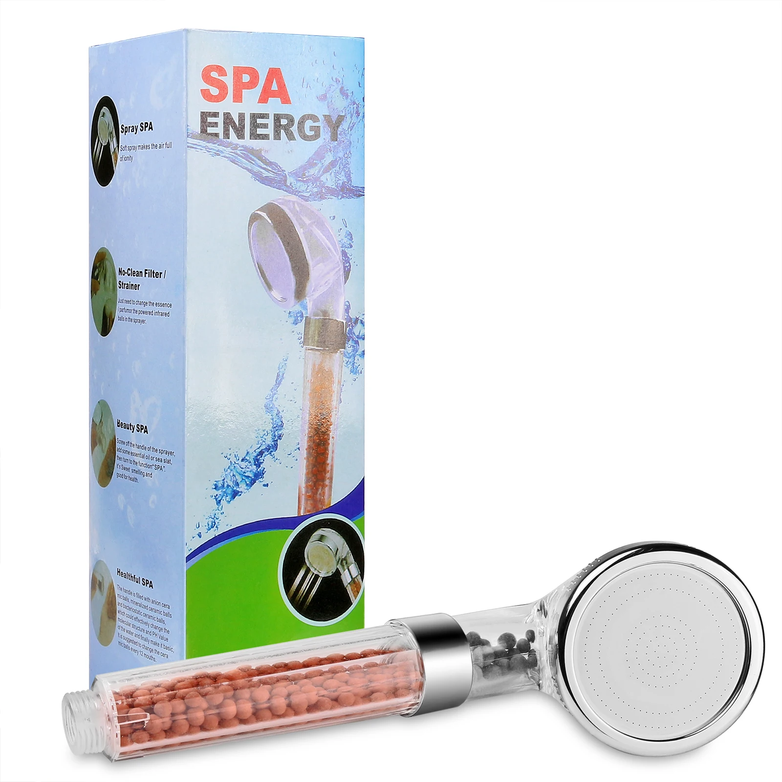 Ионный фильтр для душа ручной турбонаддув давления Showerhead экономии воды с