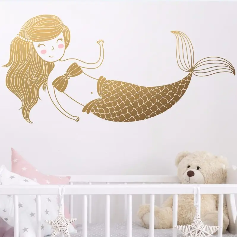 Cute Mermaid Wall Sticker Removable Vinyl Mermaid Wall Decal for