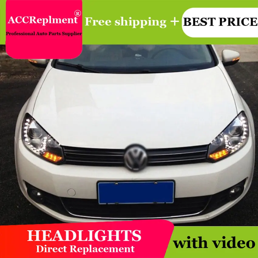 Авто. PRO 2009-2013 для vw golf MK6 фары, автомобильные аксессуары для vw golf 6 DRL светодиодный оторвать глаз bi xenon объектива светодиодные лампы для парковки