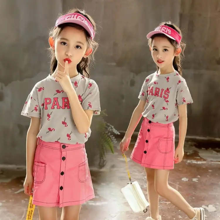 

Toddler Summer Clothes Set Cotton Shirt + Skirt 2pcs Girls Boutique Outfits Teenagers 8 To 12 Years Clothing For Big Girls Teens