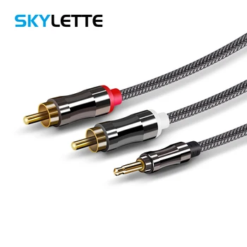 

3.5mm AUX To RCA Cable With Shield Braided Mesh Aluminum Shell Subwoofer Computer Speaker Amplifier Convert 2 RCA 1/2/3m Adapter