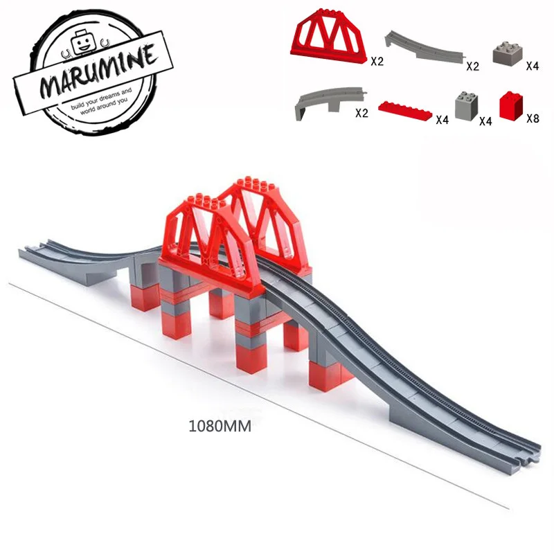 MARUMINE игрушки Duplo блоки поезд мост Строительный набор для детей творческие образовательные треки кирпичи для детей