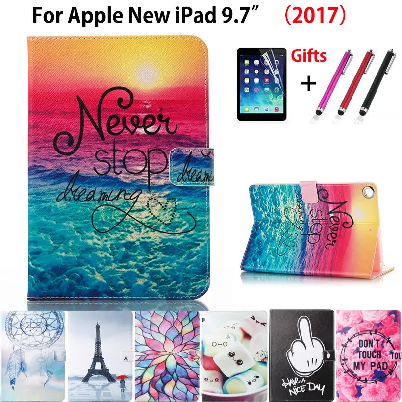 Stylus Film High Quality Fashion Painted Case Cover For Apple New IPad 9 7 2017 Funda