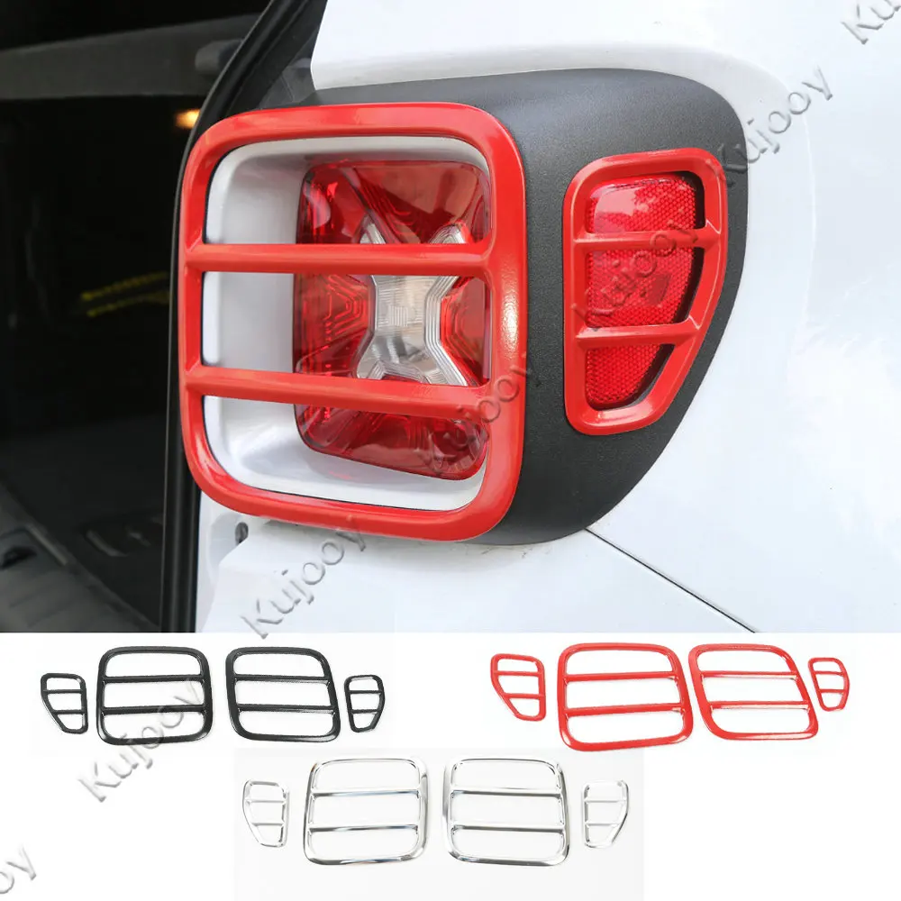 4pcs Chrome Silver/ Red/ Black Tail Light Lamp Cover Frame Stick Guard Trim for Jeep Renegade 2015 2016 2017 | Автомобили и