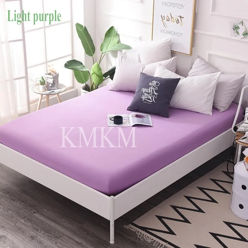 Light purple Синяя простыня по размеру матраса, крышка с эластичной резинкой, простыня с принтом,, постельное белье 140x200 см - Цвет: Light purple