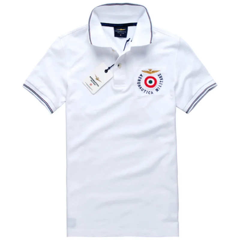 

2019 New Summer Aeronautica militare men shirt polo embroidery 100% cotton Solid color lapel Fashion casual men polo shirt