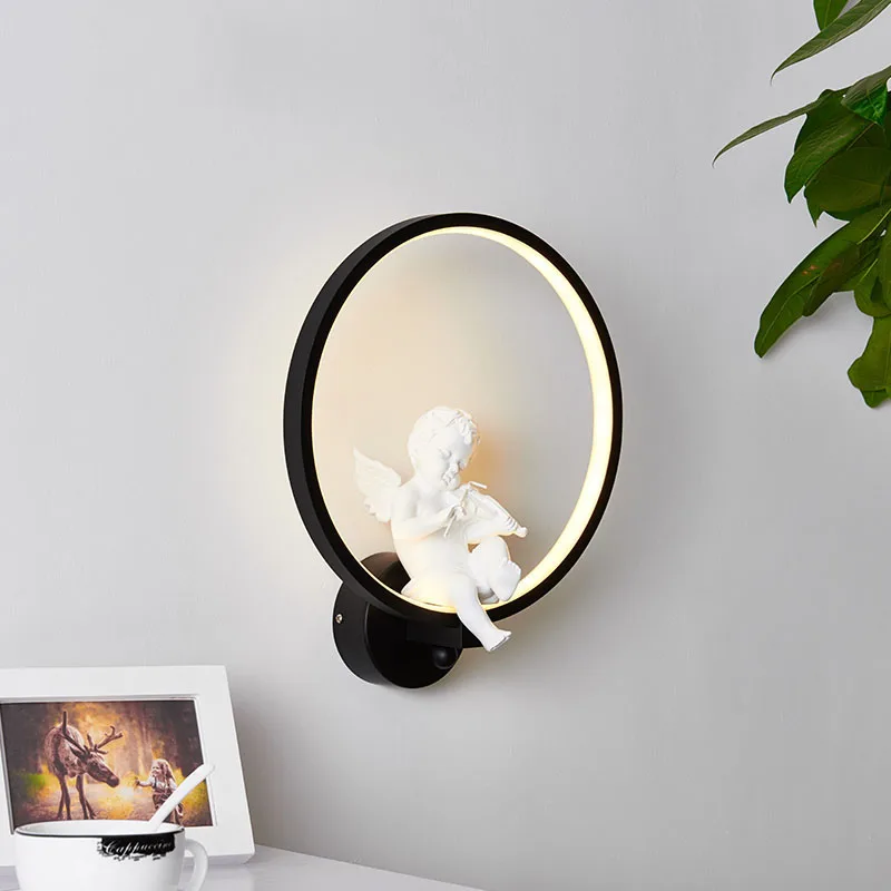 

Creative Led Wall Lamp Nordic Angel Led Light Decoration Of Bedroom Luminaire Violin Hanging Light Sitting Room Corridor Lantern