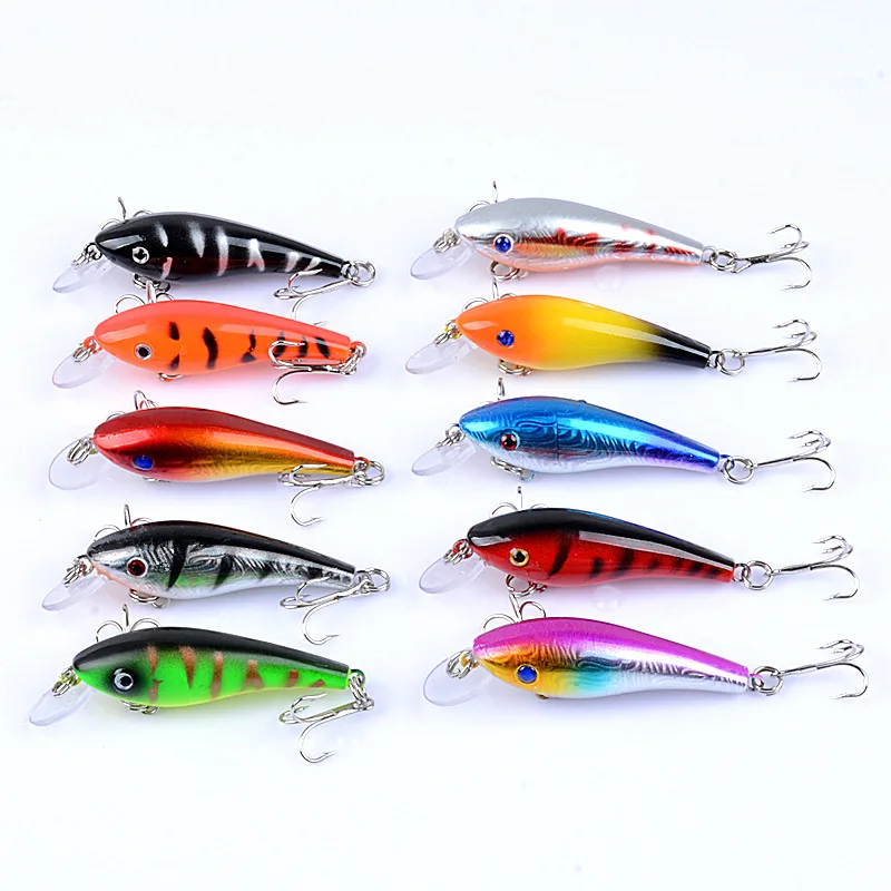 

fake bait minnow 10-color 5.7cm/4.4g artificial plastic hard bait fishing lure set 3D bionic eye outdoor fishing tackle lures