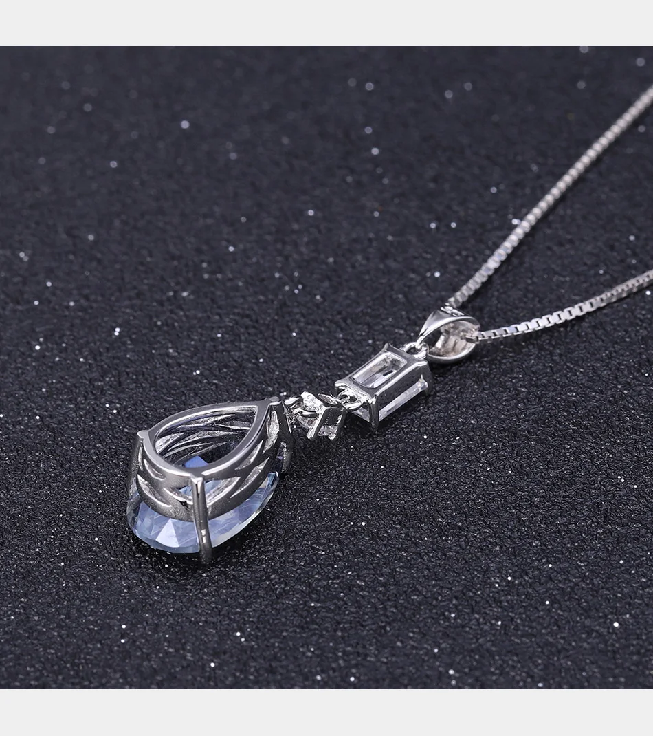 GEM'S балетные 925 пробы серебро 3.78Ct натуральный иолит синий мистик кварц элегантное подвесное ожерелье для женщин ювелирные изделия