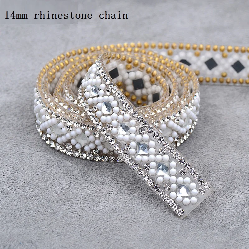 JUNAO-5-Yard-14mm-Clear-White-Hotfix-Rhinestones-Chain-Mesh-Glass-Crystal-Beads-Appliques-Trim-Strass