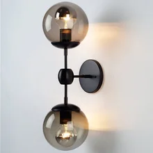 Lámpara de pared Industrial Pantalla de bola de cristal Marco de hierro Vintage arriba y abajo luz de pared E27 soporte de lámpara iluminación interior aplique de pared