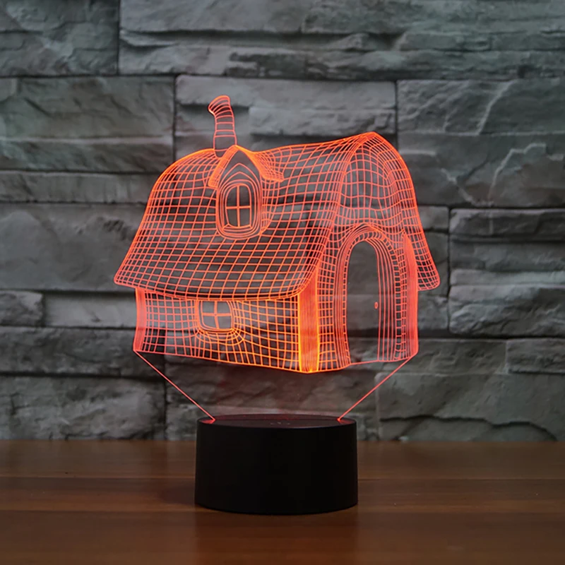 Светодио дный 3D дом цвет Dim Lampara LED кровать свет с USB
