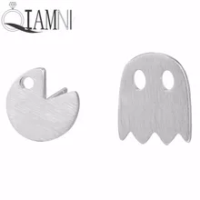 QIAMNI 925 стерлингового серебра Pacman Ghost Game Post серьги-гвоздики для женщин девочек подарок на день рождения Pendientes ювелирные изделия аксессуары