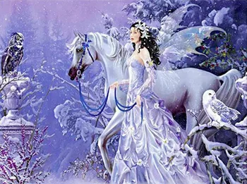 

Diamond Embroidery full Round Girl 5D DIY Diamond Painting fairy and horses Full Square Drill Of Rhinestone Mosaic Home Decor