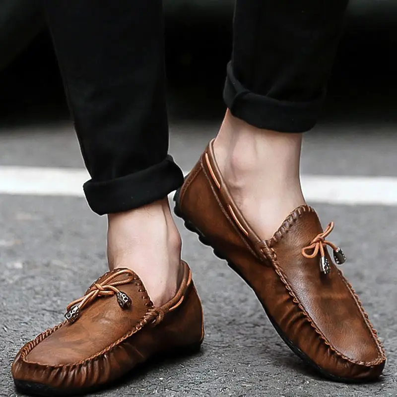 Мужская обувь на плоской подошве; Модные слипоны для вождения; Летние мокасины; homme; мужские лоферы; обувь из мягкой кожи; обувь черного цвета; zapatos hombre