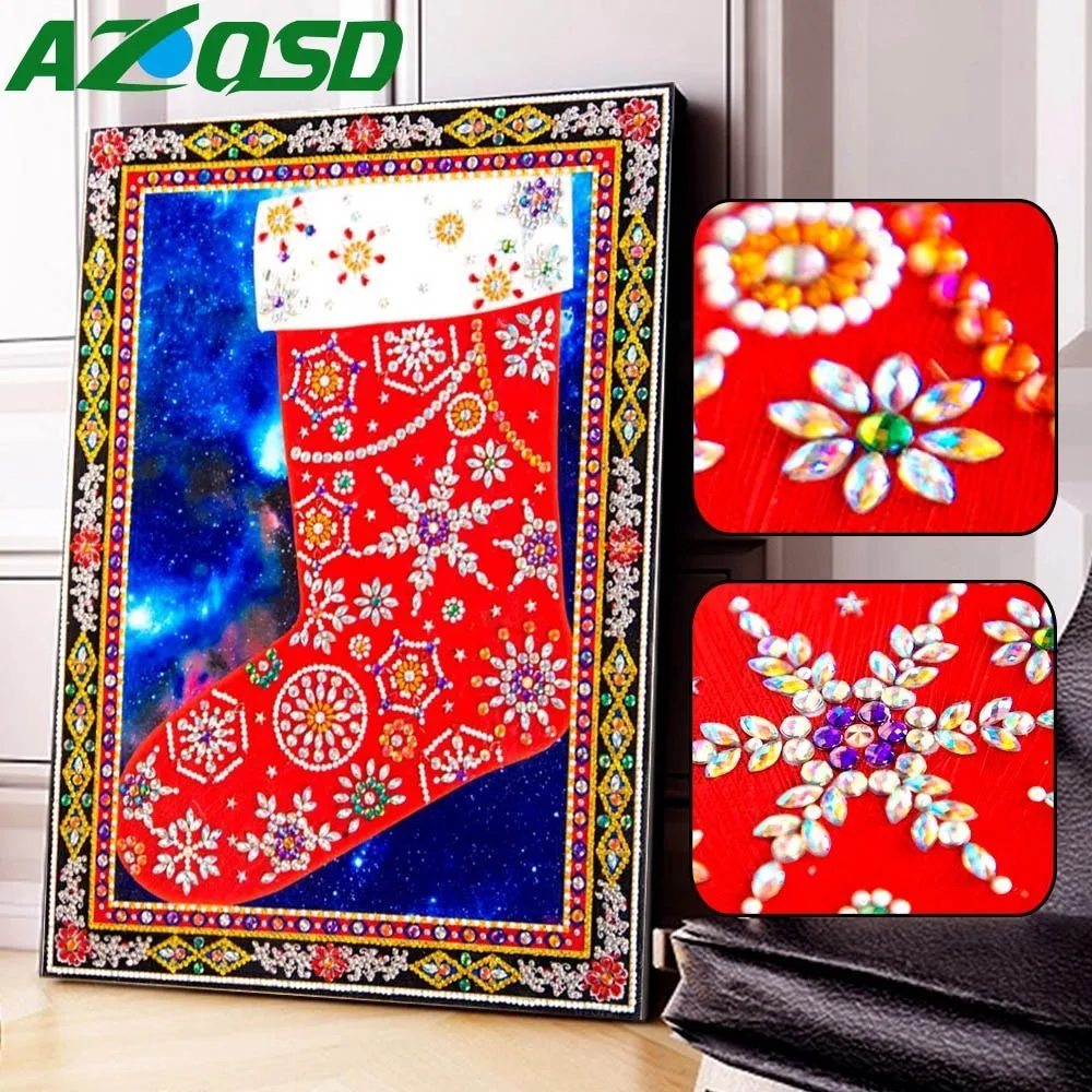 AZQSD Diamond Painting Christmas Stocking Special Shaped Needlework
