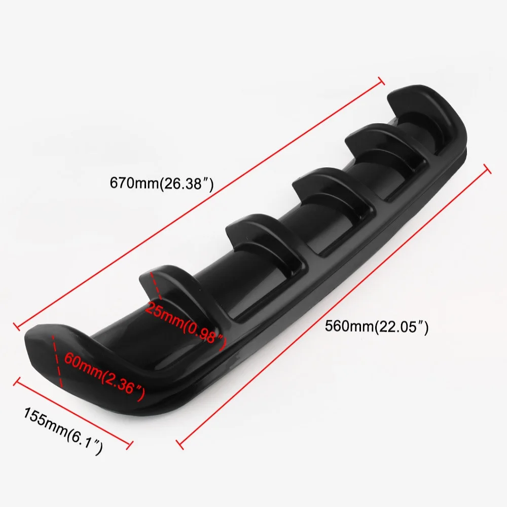 ABS пластик Универсальный автомобильный комплект кузова черный Задний бампер накладка плавник акулы спойлер диффузор
