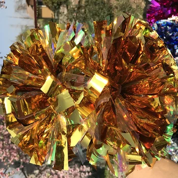 

Free Fast Shipping Cheerleader Pom pom Metallic Gold 1,000*3/4"* 6" 18pieces Fully Game Baton POMS