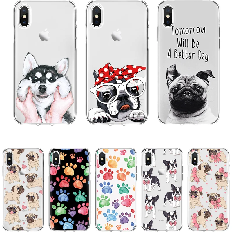 Чехол с собакой для iPhone X XR 4S 5 5S SE 6 S 7 8 Plus Fundas TPU Coque мягкий чехол 7plus plus Xs Max |