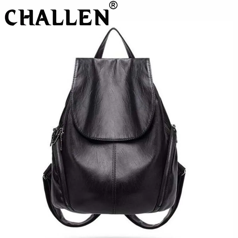 

New Travel Soft PU Leather Vintage black Shoulder bag Male Travel Bags Women Backpack Large Capacity School Bag girls B42-72