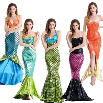 

Fashion Sexy Mermaid Women Costume Dress Set Romantic Beauty Halloween Cosplay Fantasia Dress For Adult