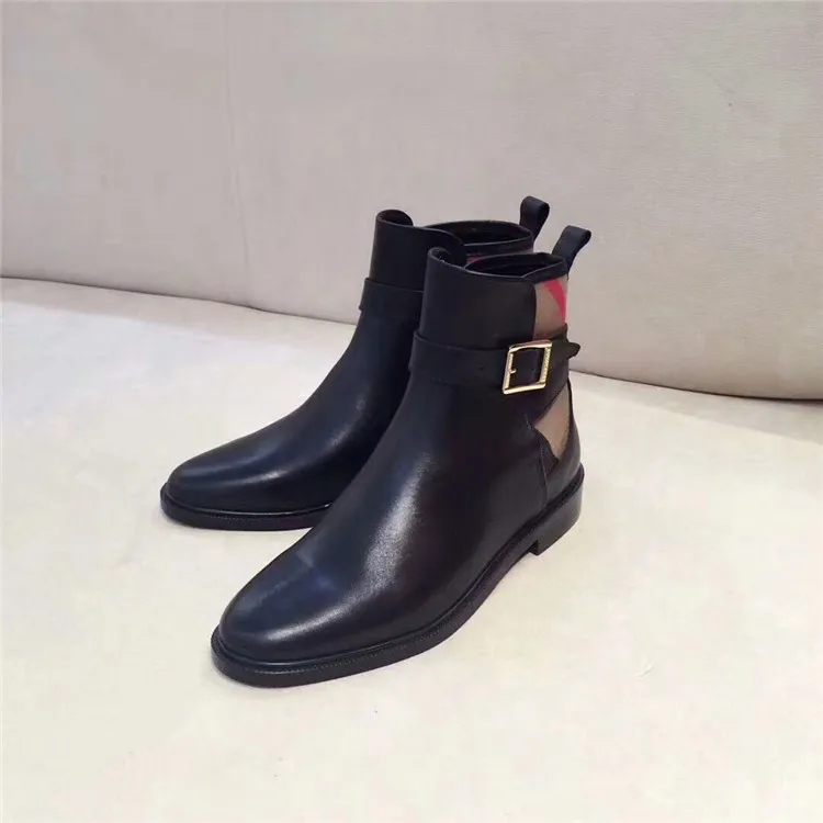 

Hot Genuine Cow Leather Shoes Woman Ankle Boots Women Botas Zapatos De Mujer Design Knight Ankle Boots Women Plaid Boots Tide