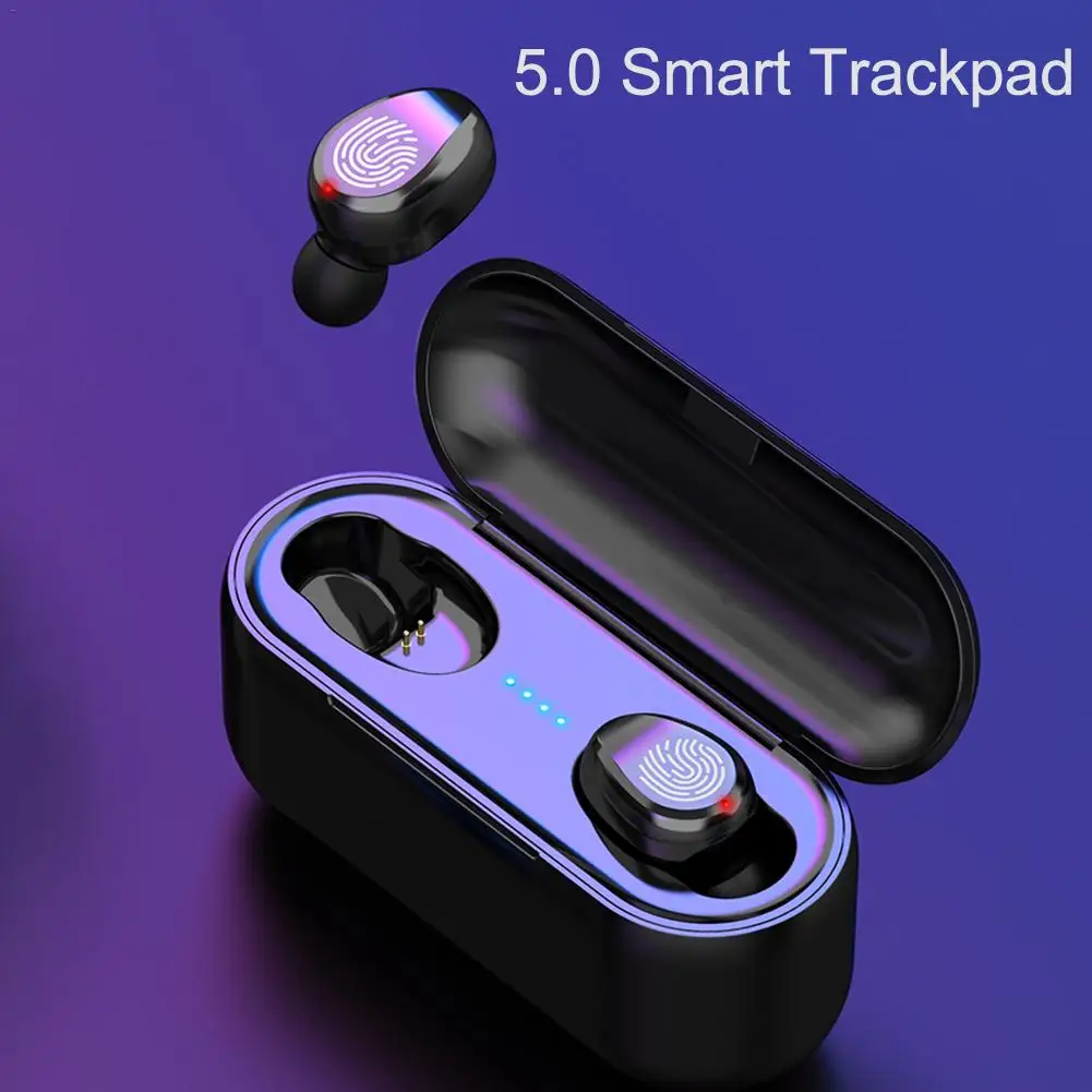 F9 TWS Bluetooth наушники 5,0 Беспроводная bluetooth-гарнитура стерео Бас Беспроводные наушники с микрофоном с 3200 мАч зарядным устройством