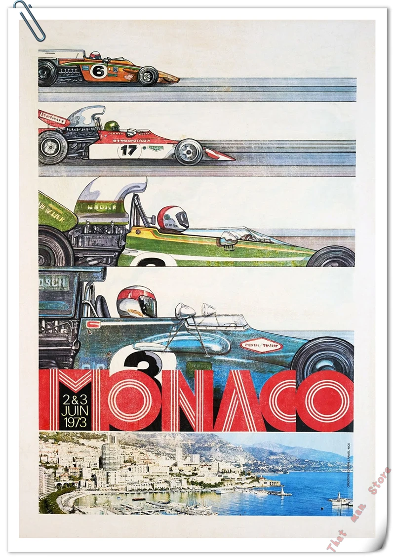 1934 Monaco Grand Prix плакат классическое искусство печать настенные картины для гостиной без рамки художественный бренд - Цвет: Небесно-голубой