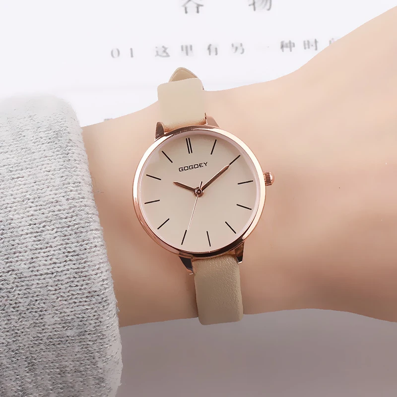 Top Brand Simple Stylish Women's Quartz Watch Women Rose Gold Leather Exquisite Mini Fashion Lady Wristwatch Female Gift Clock