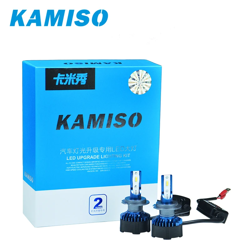 

KAMISO LED headlight 1 H1 H11 H7 9005 9006 9012 H4 2 pcs LED Car Bulb, with fan, 3800LM, 30W 6500K