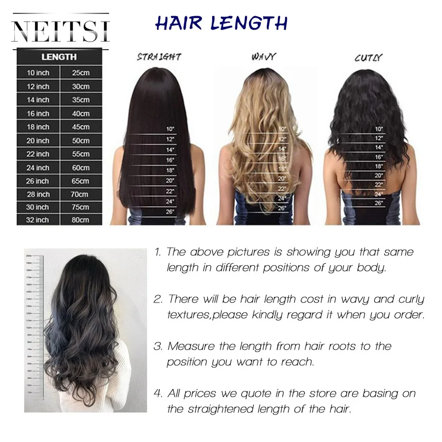 Neitsi Machine Made Remy Human Hair Extensions Straight Human Hair