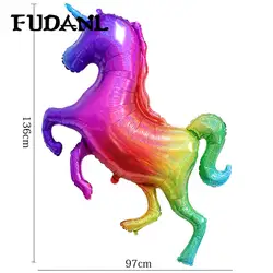 1 шт большой Лазерная воздушные шары в форме единорога Материал Радуга лошадь воздушный шар из фольги для День рождения свадебные мячики