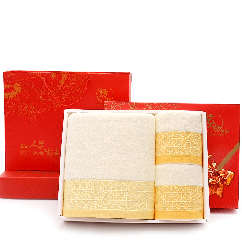9 Wedding Bath Towel 3piece Gift Box Set Moon Red Birthday Group Buy Back Gift Companion Gift Pure Cotton Custom Wholesale B6T673 - Цвет: 9